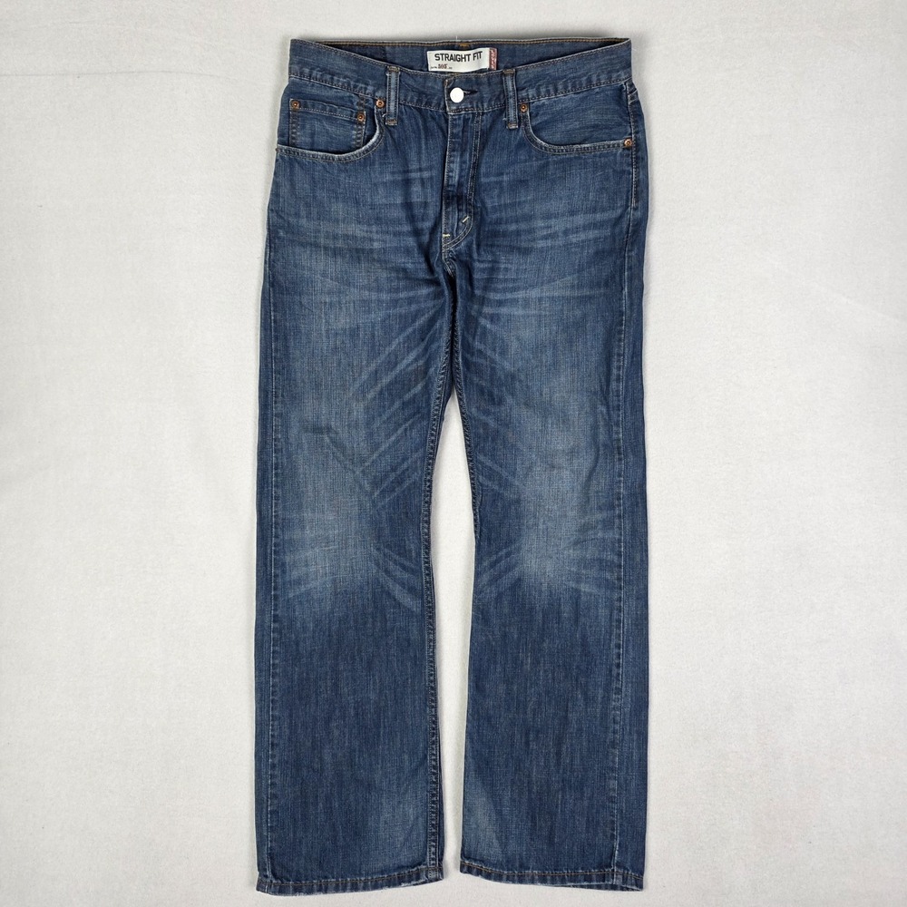 Vintage Y2k Levis 505 Straight Jeans Mens 32x30 Blue Fade Denim Whiskering